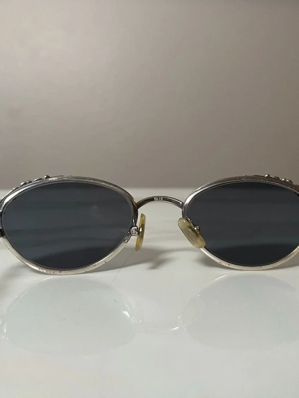Brighton Vintage Silver Filigree Oval Sunglasses + Case
